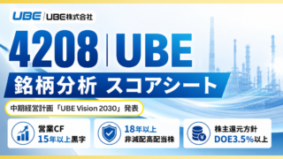 UBE(4208)銘柄分析|配当金・高配当株スコアシート