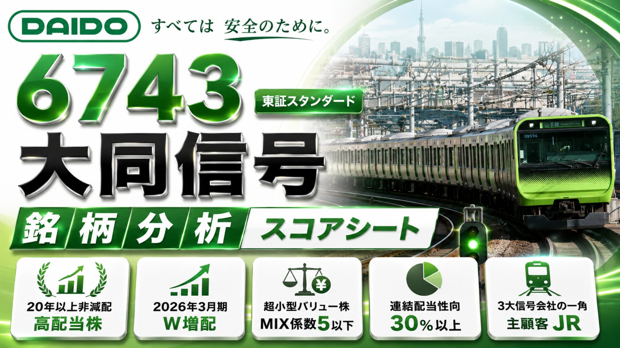 大同信号（6743）銘柄分析｜配当金・高配当株スコアシート
