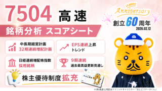 高速(7504)銘柄分析|配当金・高配当株スコアシート