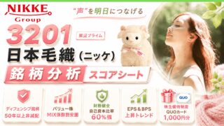 日本毛織（3201）銘柄分析｜株主優待・バリュー株スコアシート