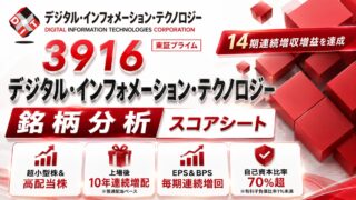 デジタル・インフォメーション・テクノロジー（3916）銘柄分析｜配当金・高配当株スコアシート