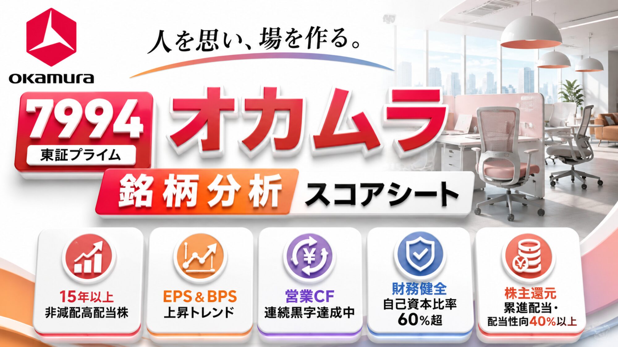 オカムラ（7994）銘柄分析｜配当金・高配当株スコアシート
