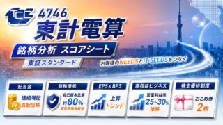 東計電算（4746）銘柄分析｜配当金・高配当株スコアシート