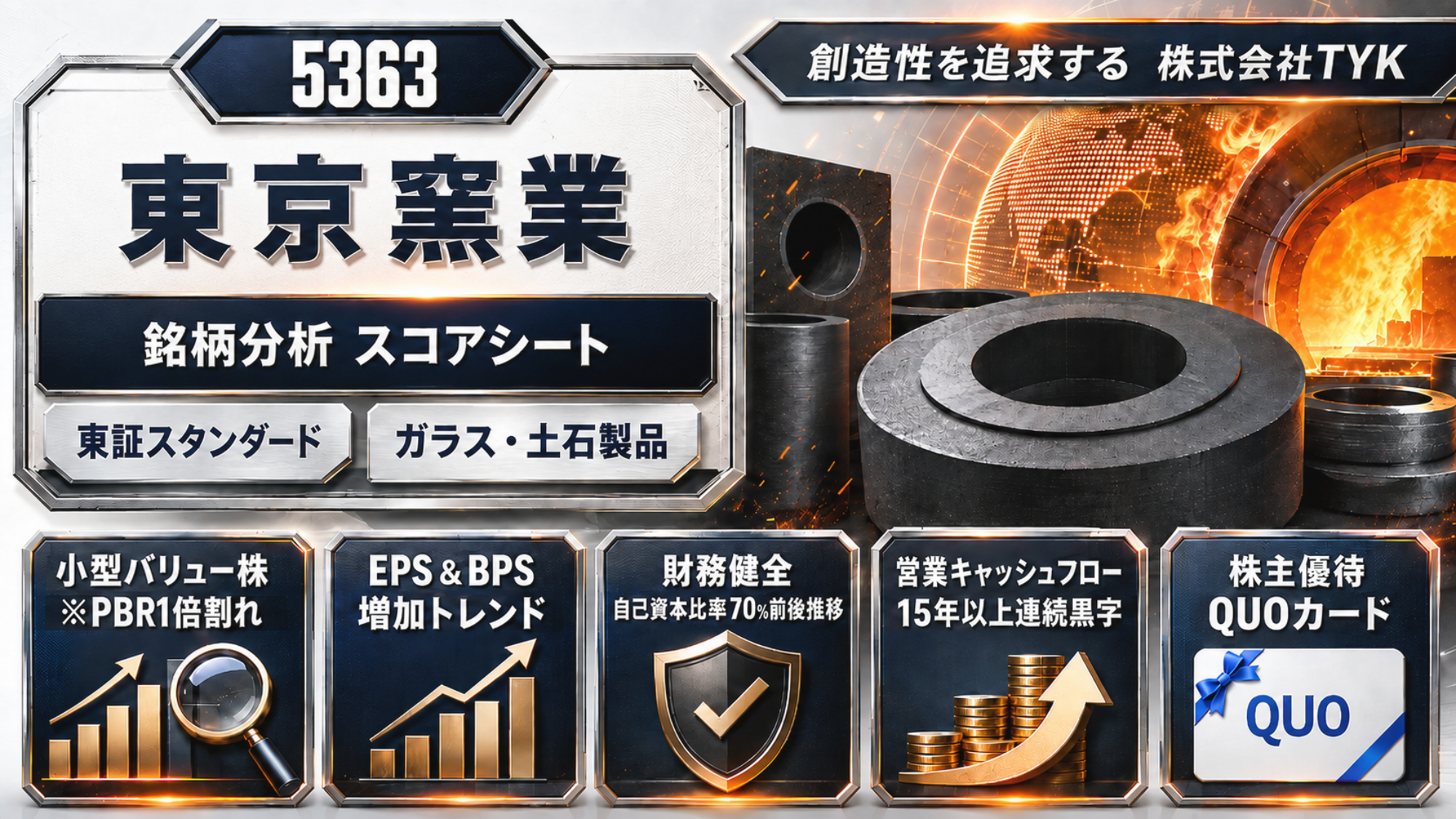 東京窯業/TYK（5363）銘柄分析｜株主優待・配当金・高配当株スコアシート