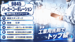 パーカーコーポレーション(9845)銘柄分析|配当金・高配当株スコアシート